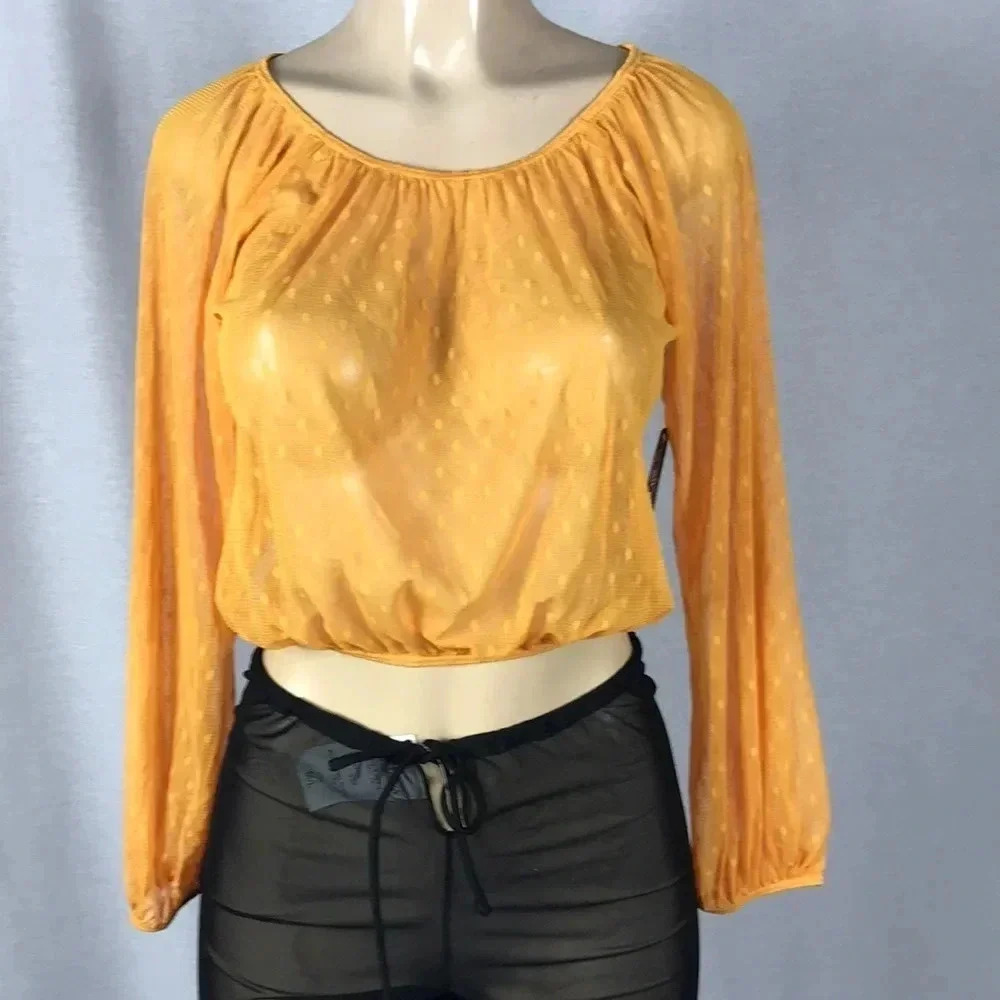 Topia mesh long sleeve crop top size small